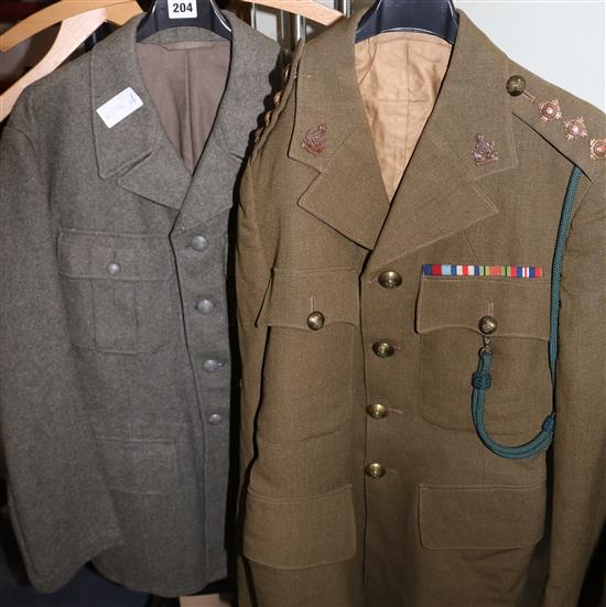 A British Army Intelligence Corps tunic and a Swedish WW2 army tunic, dated 1943